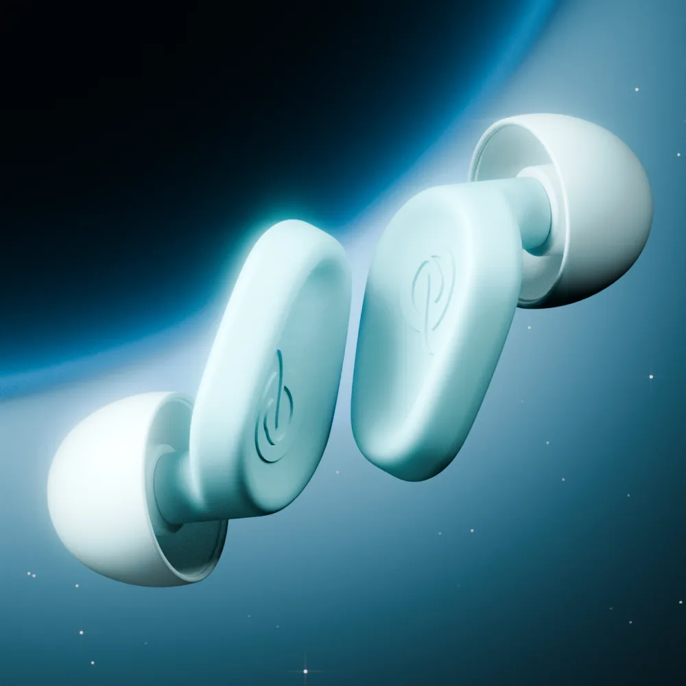 Pair of Earmuffz Sleep airplane earplugs for long-haul flights